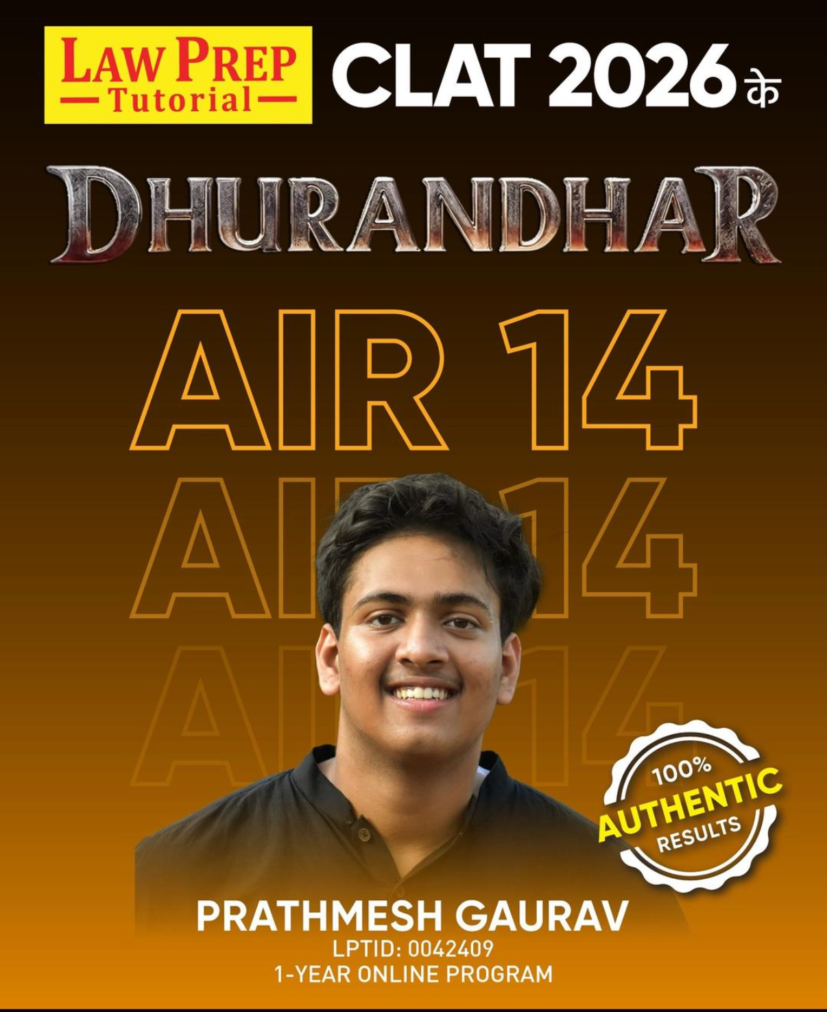 Prathmesh Gaurav — AIR 14 CLAT 2026